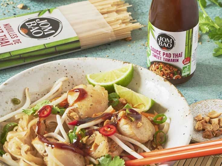 Recette bio de Pad Thaï aux coquilles Saint-Jacques 