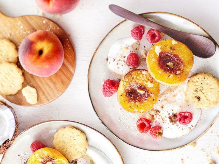 Recette de peches roties et biscuits sans sucres