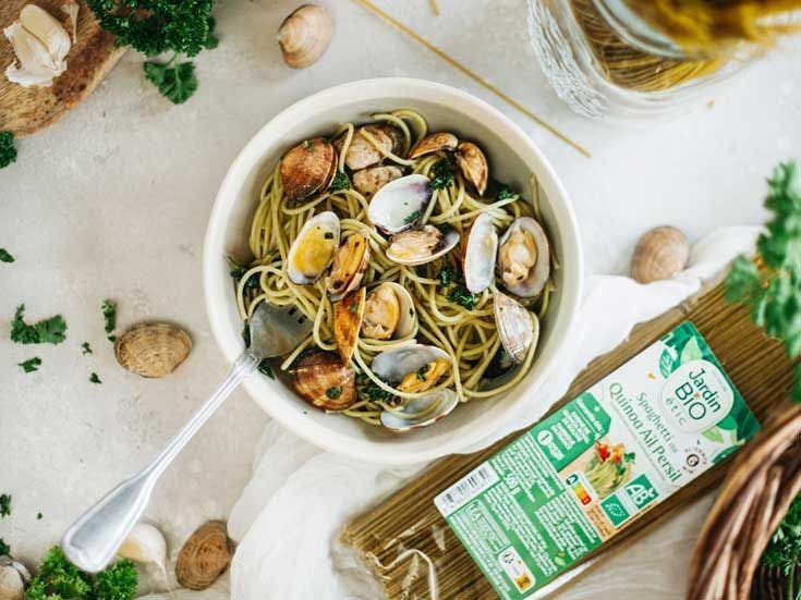 Recette bio de spaghetti aux palourdes