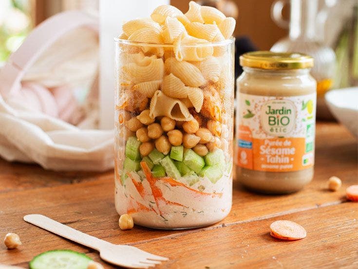 Recette bio de salade de p&acirc;tes &agrave; emporter 