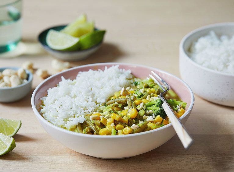 Recette bio : curry de haricots verts au maïs