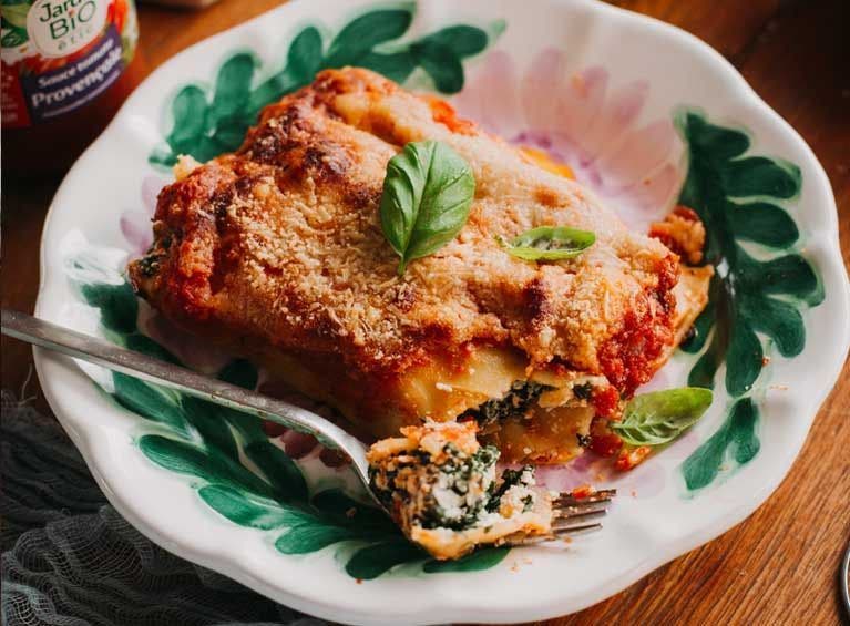 Recette bio de Cannellonis ricotta épinards