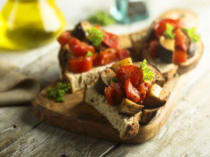 Recette bio d'antipasti d'aubergines et courgettes