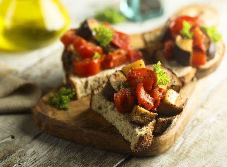 Recette bio d'antipasti d'aubergines et courgettes