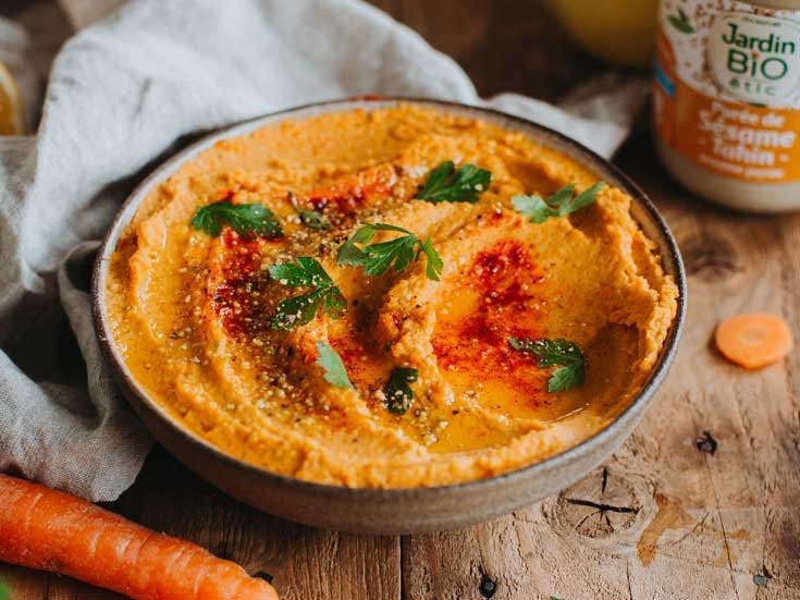 Recette bio de houmous de carottes
