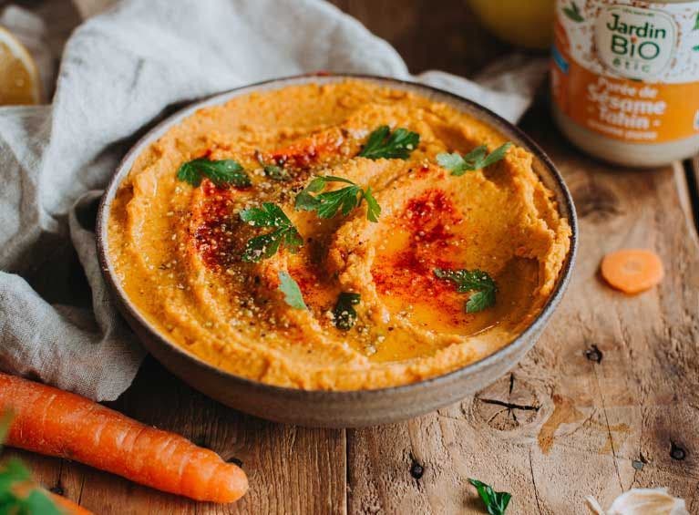 Recette bio de houmous de carottes