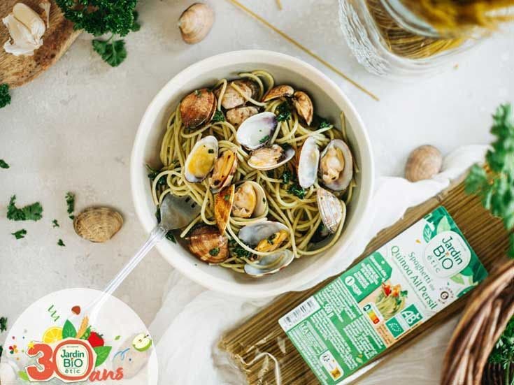 Recette bio de spaghetti aux palourdes