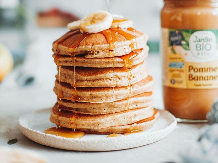 Recette bio de pancakes à la compote de pomme banane