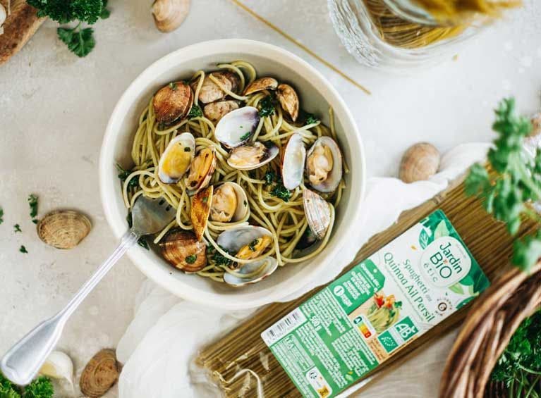 Recette bio de spaghetti aux palourdes