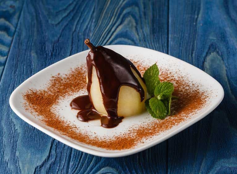 Recette bio de poire Belle Hélène revisitée