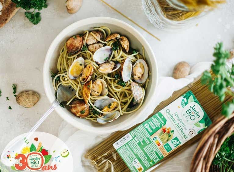 Recette bio de spaghetti aux palourdes