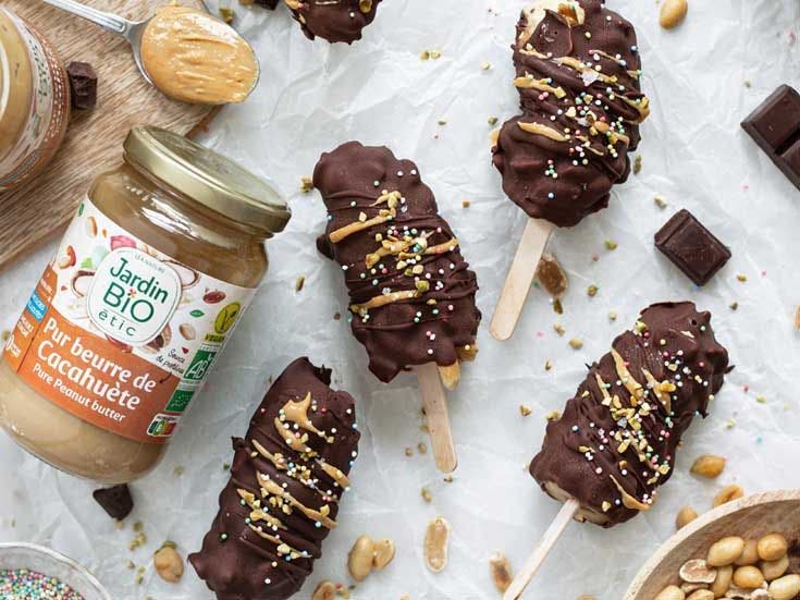 Recette bio de glaces bananes façon snikers