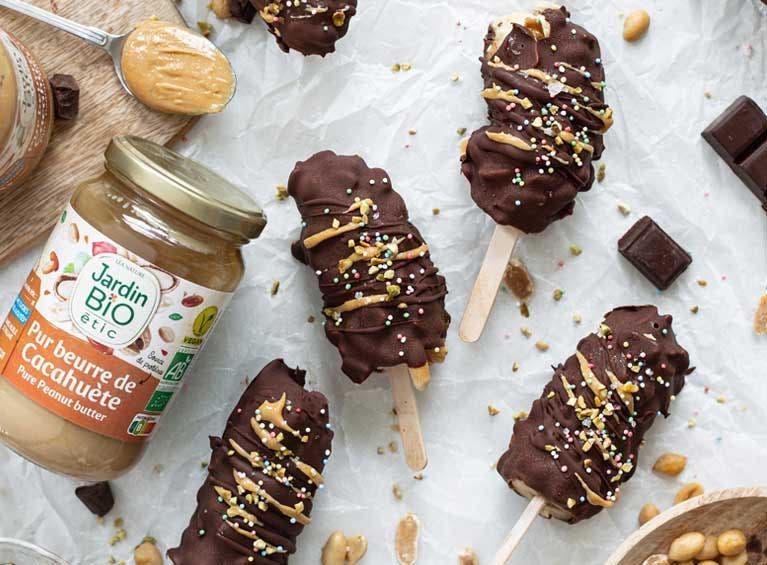 Recette bio de glaces bananes façon snikers