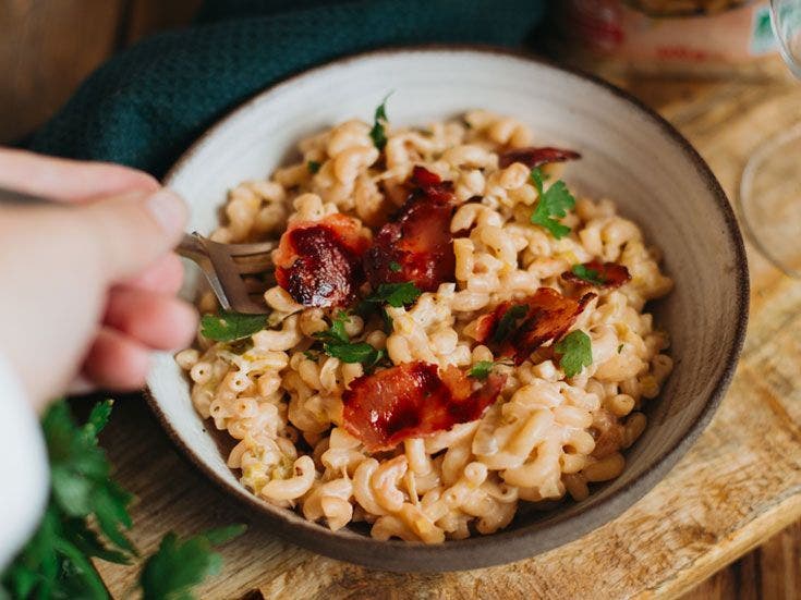 Recette bio de risotto de coquillettes aux poireaux