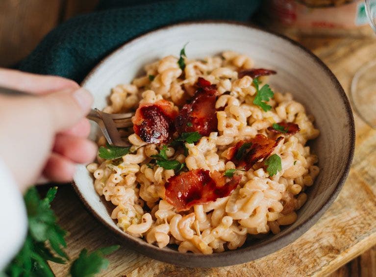 Recette bio de risotto de coquillettes aux poireaux