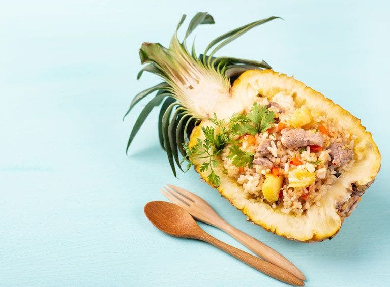 Recette bio de riz à l'ananas et sauté de porc