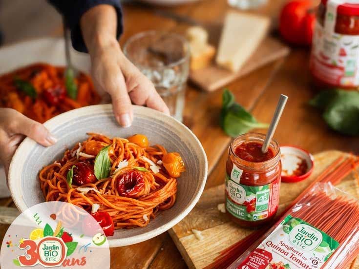 Recette bio de spaghetti quinoa à la tomate 