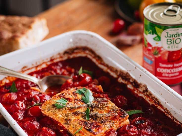 Recette bio de concassé de tomate au paprika et fêta grillée