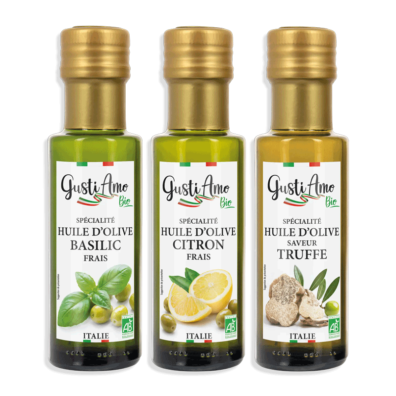 Trio Huiles d’Olive - Truffe, Citron & Basilic - GUSTI AMO BIO