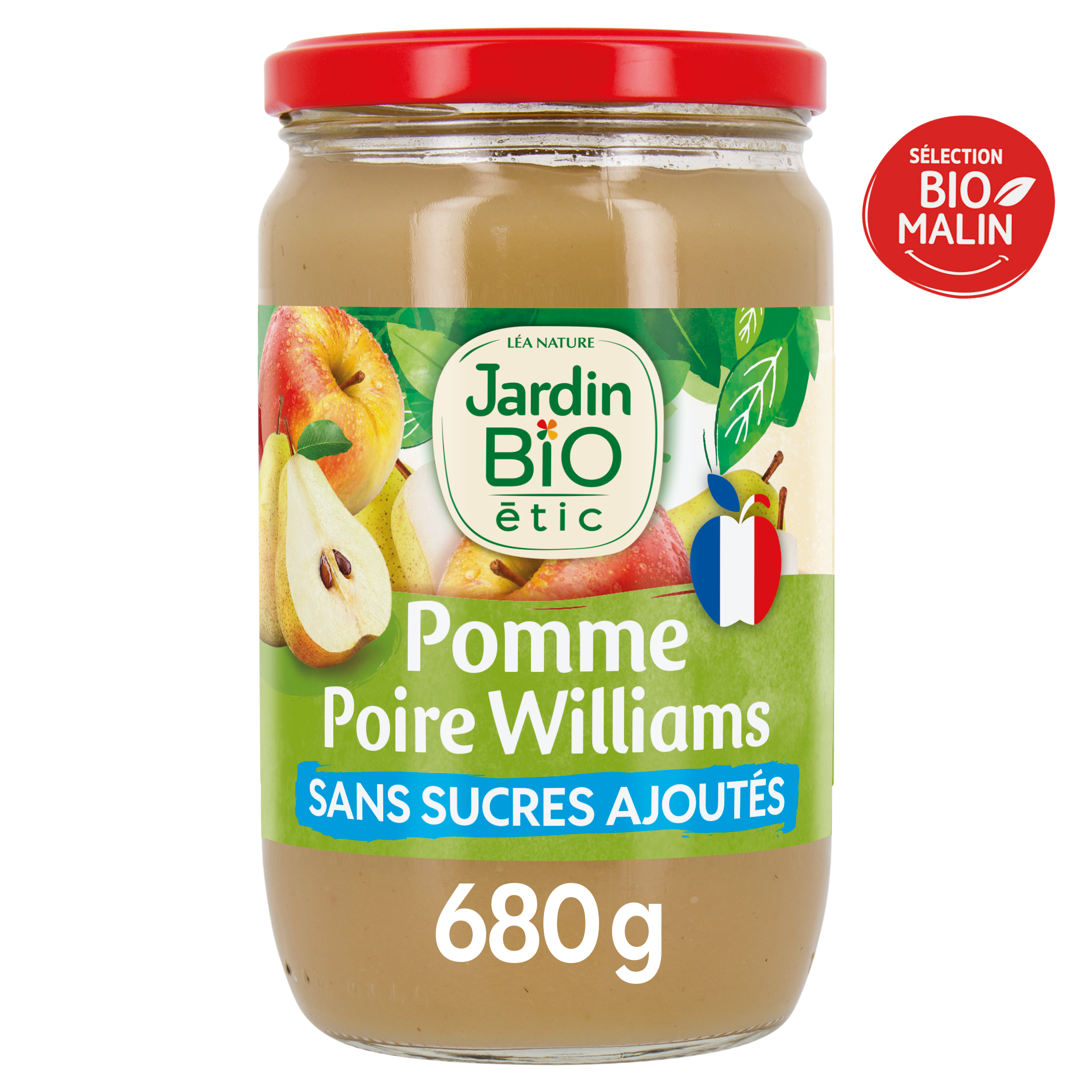 Dessert compote bio pomme de France poire williams - JARDIN BIO
