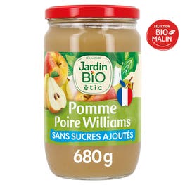 Dessert compote bio pomme de France poire williams - JARDIN BIO