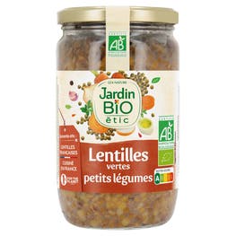 Lentilles vertes bio cuisinées bio aux petits légumes - JARDIN BIO