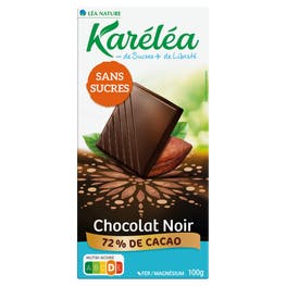 Chocolat noir 72% cacao sans sucres - KARELEA