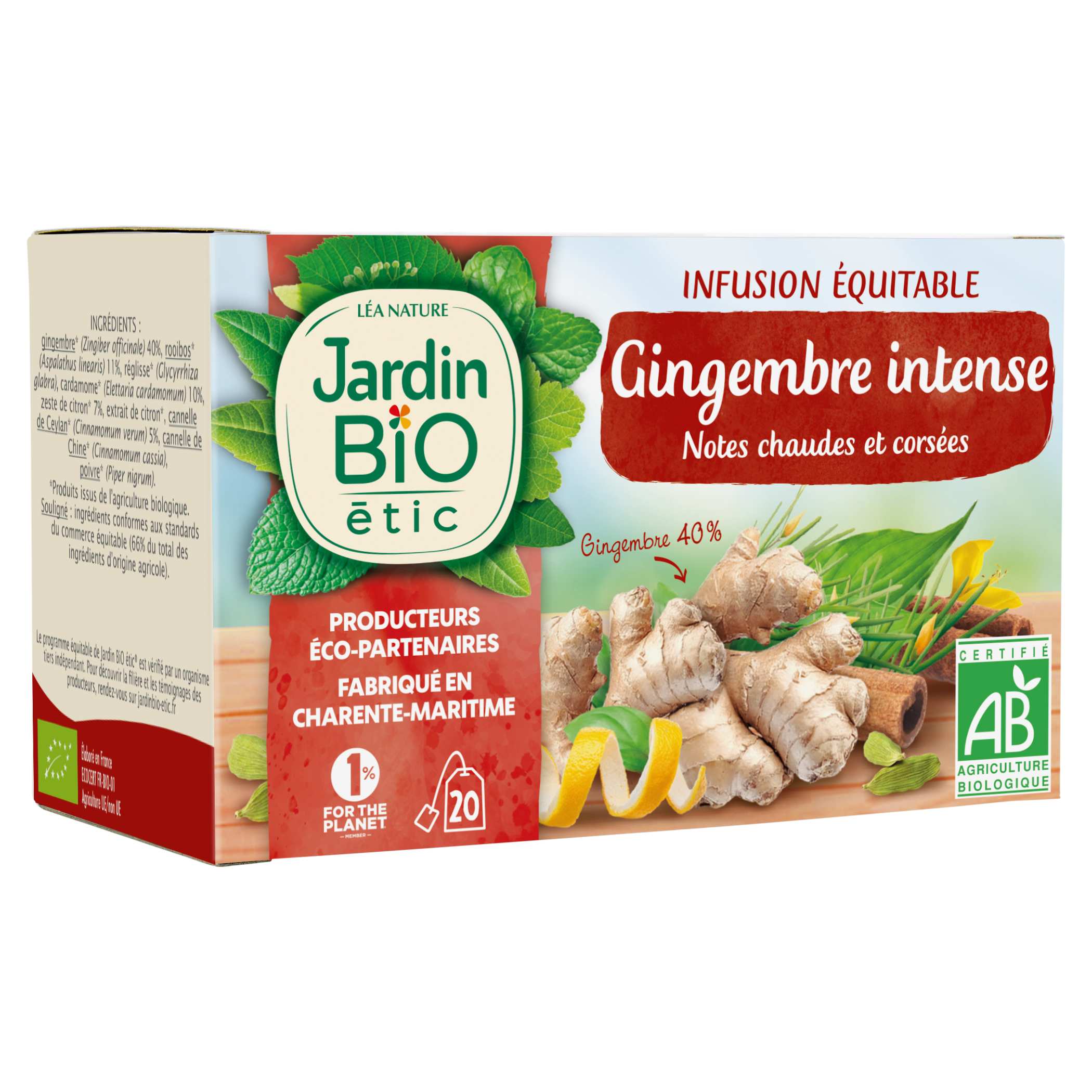 Infusion Gingembre Citron bio - Jardin BiO tic by La Nature Boite de 30g