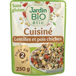 Lentilles et pois chiches cuisinés sans gluten - bio - JARDIN BIO