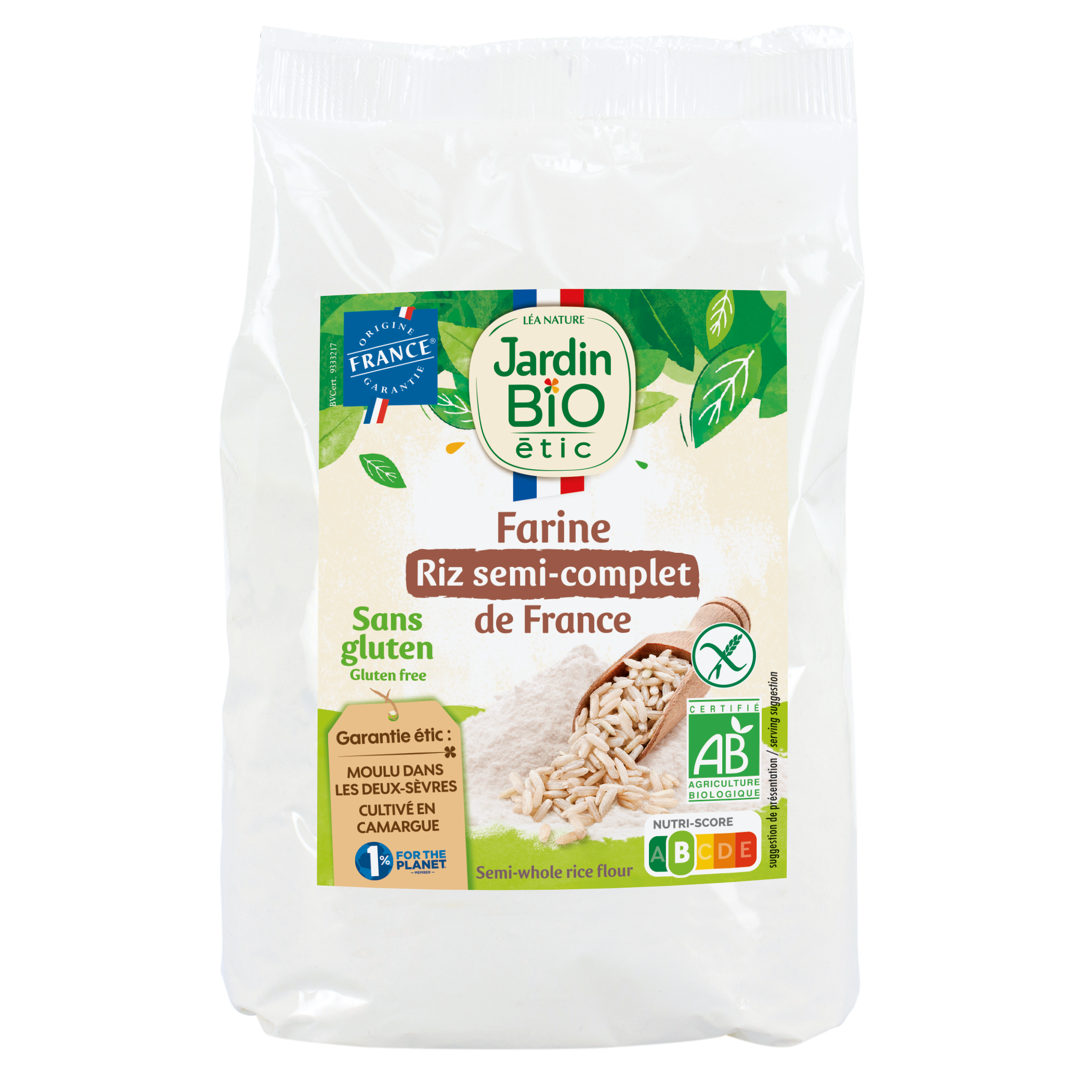 Farine bio de riz de Camargue semi-complète - sans gluten - JARDIN BIO