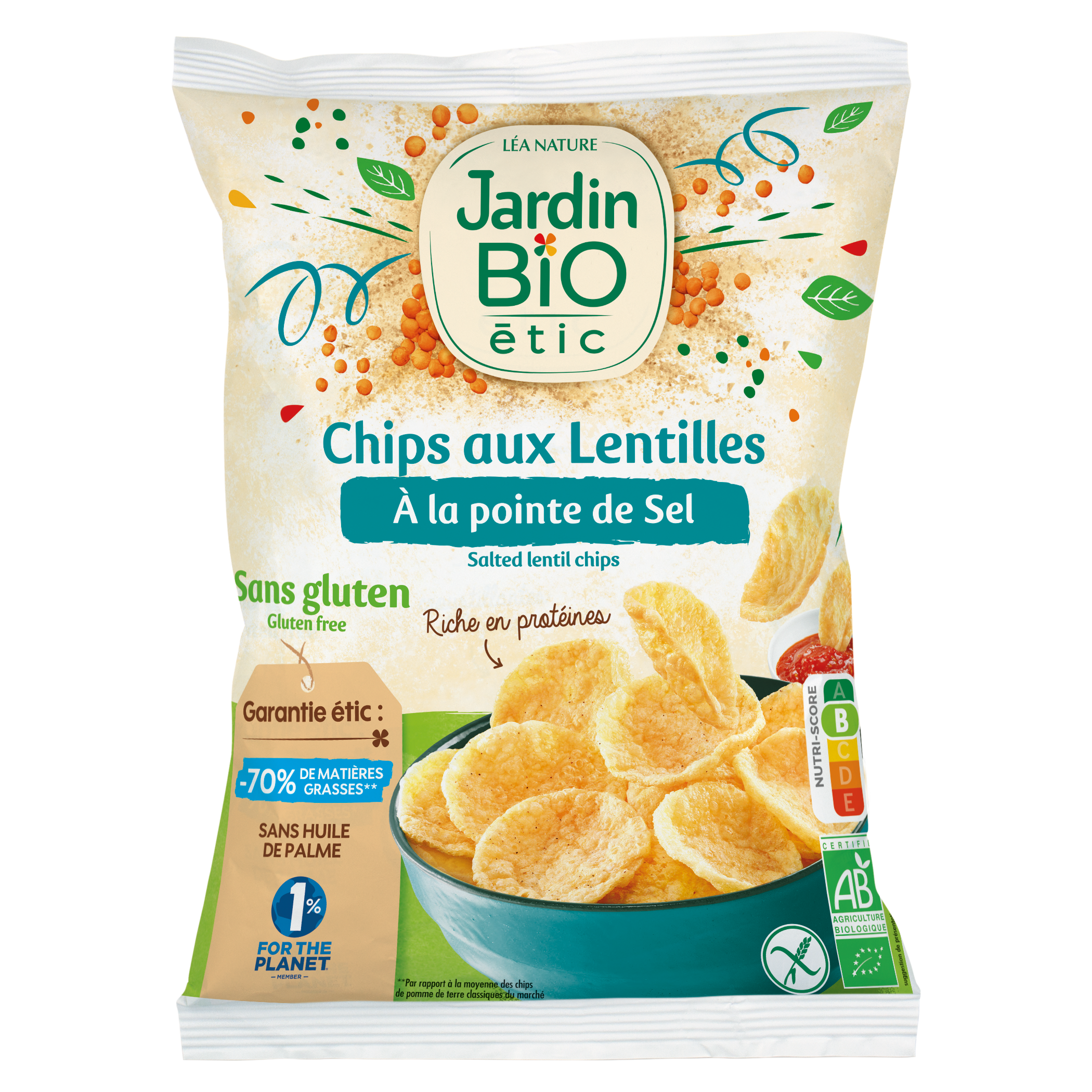 Chips de lentilles à la pointe de sel bio - JARDIN BIO