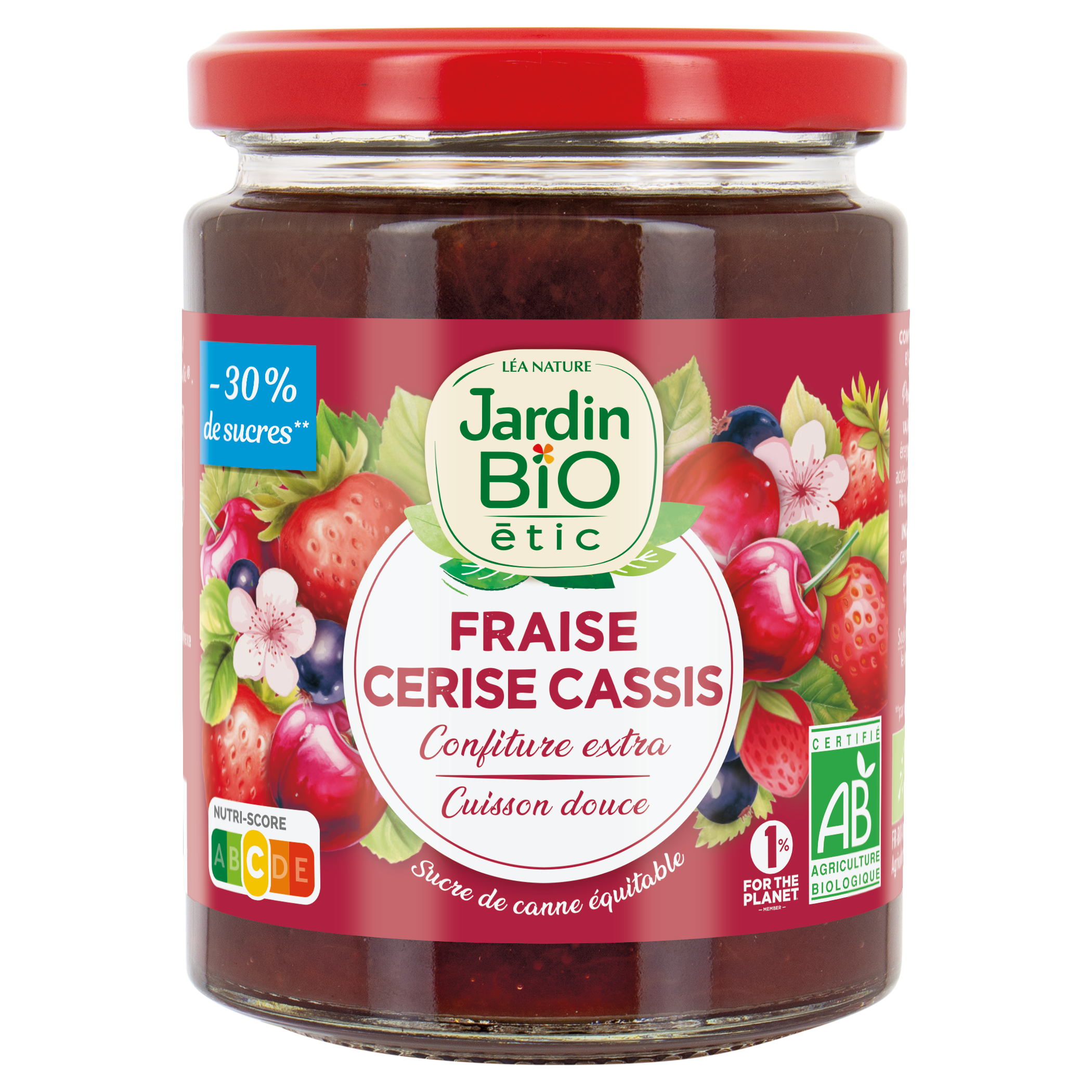 Confiture extra Fraise Cerise Cassis - bio - JARDIN BIO