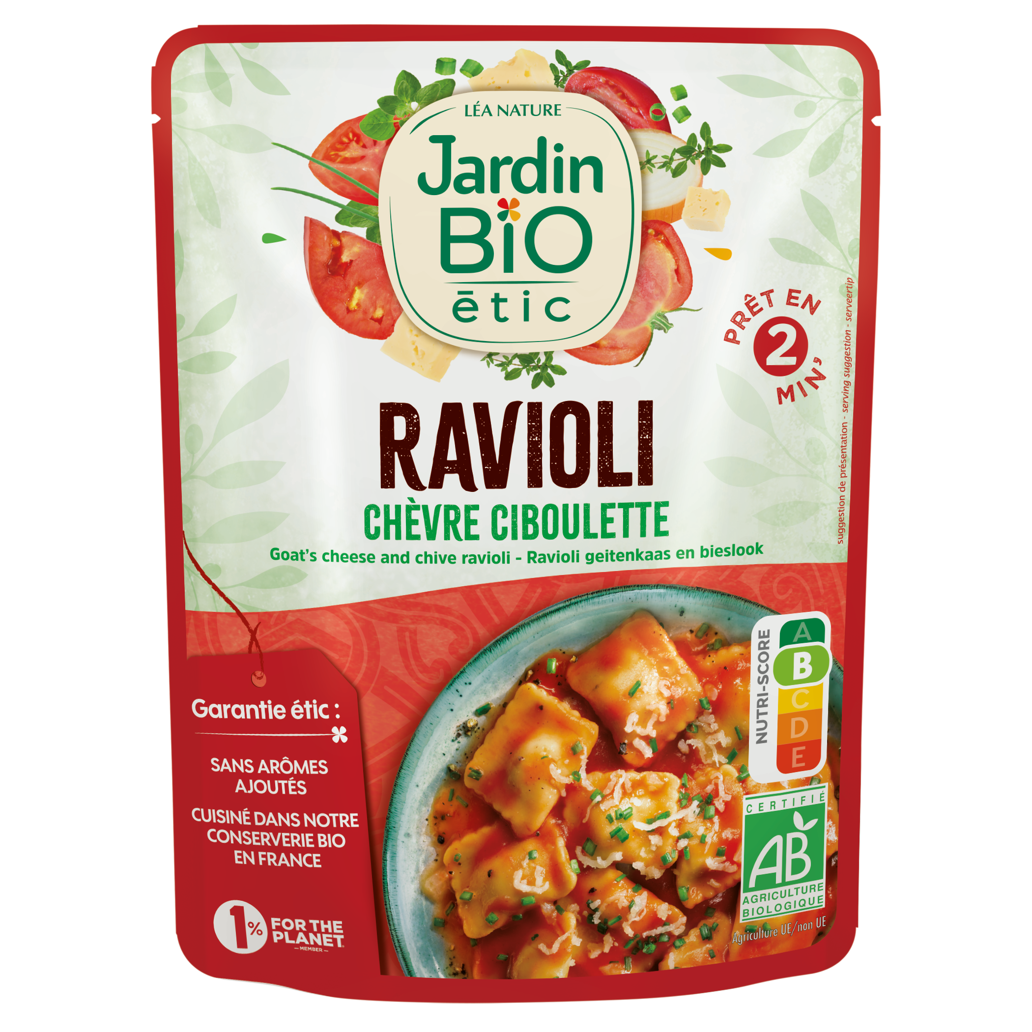 Ravioli chèvre et ciboulette - bio - JARDIN BIO