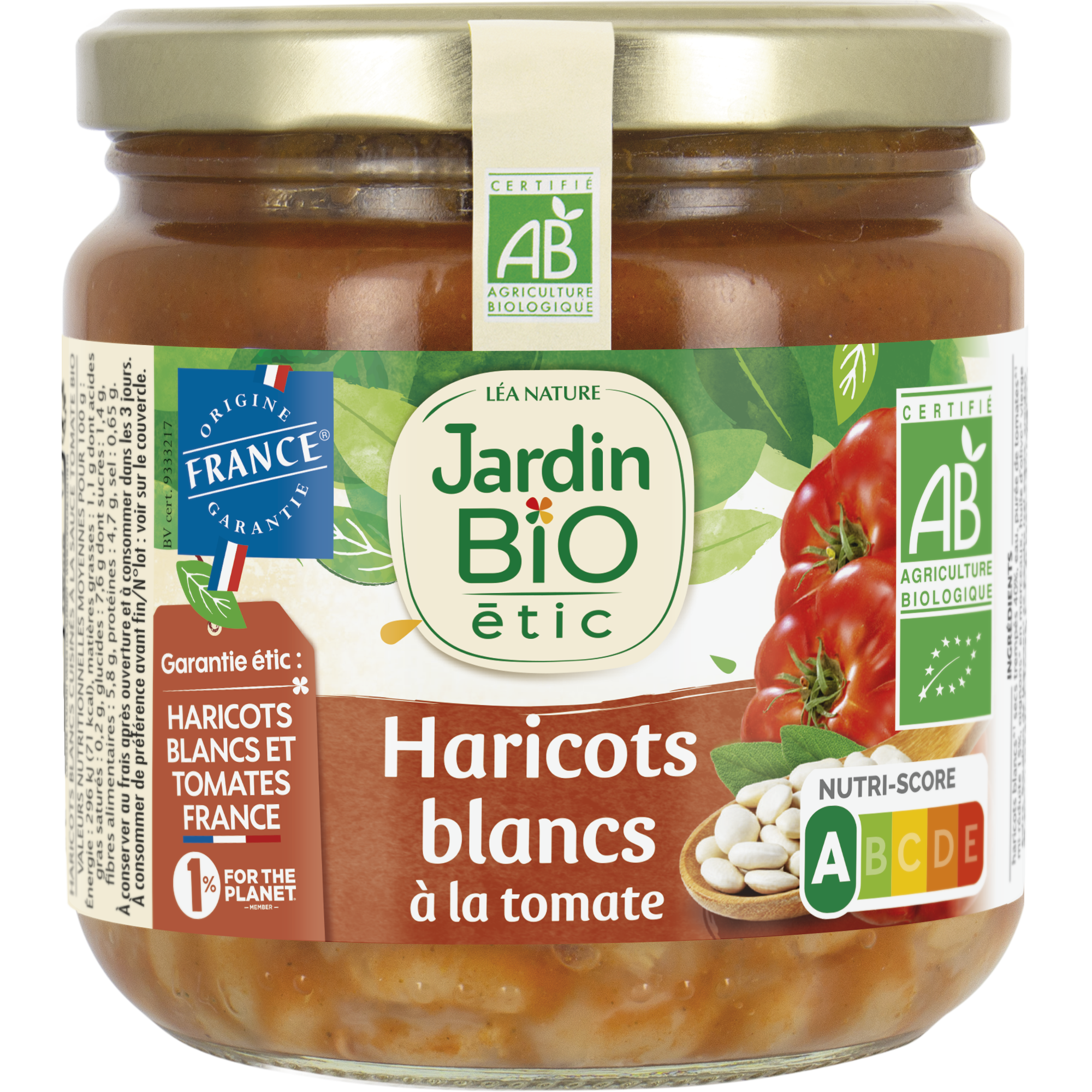 Haricots blancs à la tomate - bio - JARDIN BIO