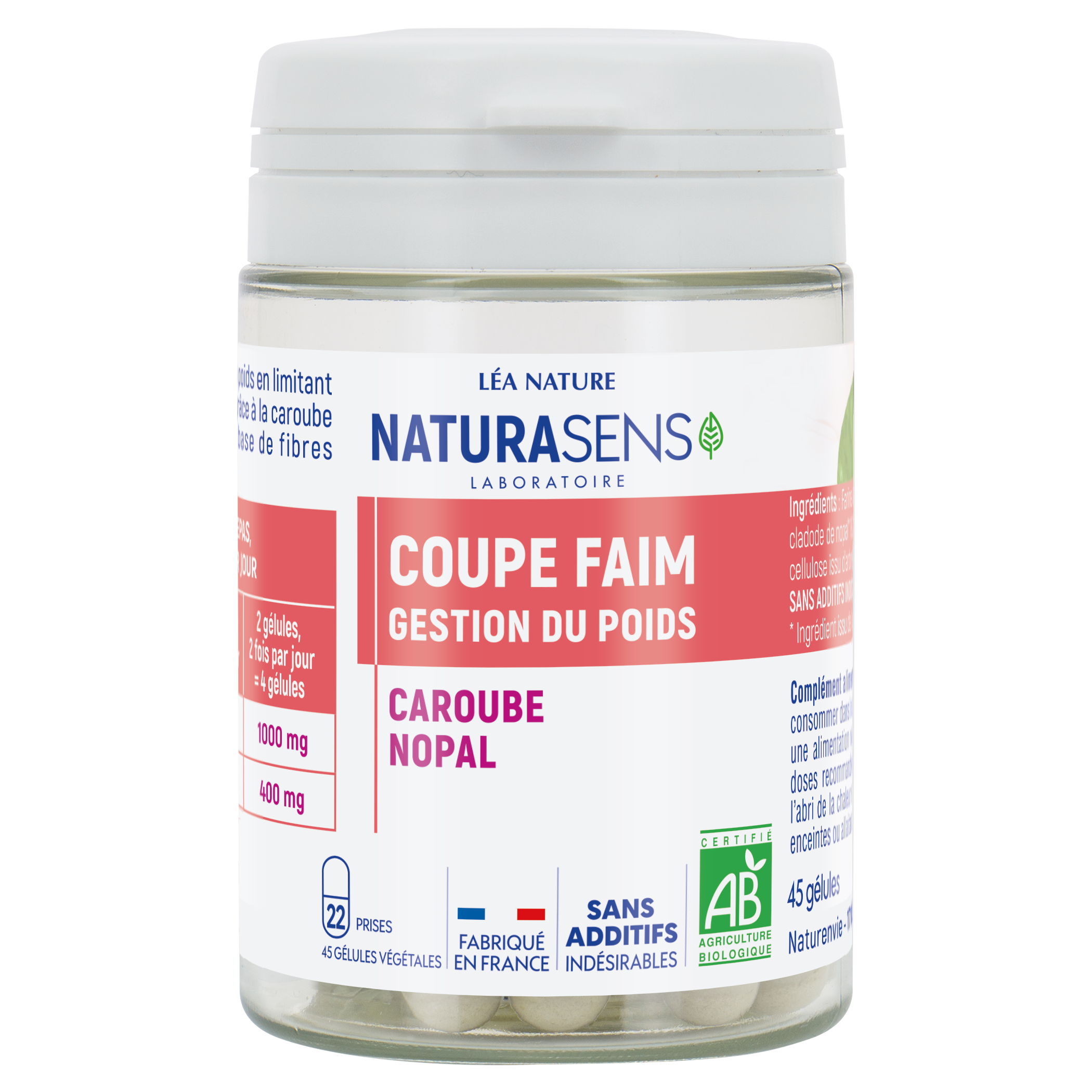 Gélule végétale Stop faim - Caroube Nopal - bio - NATURASENS