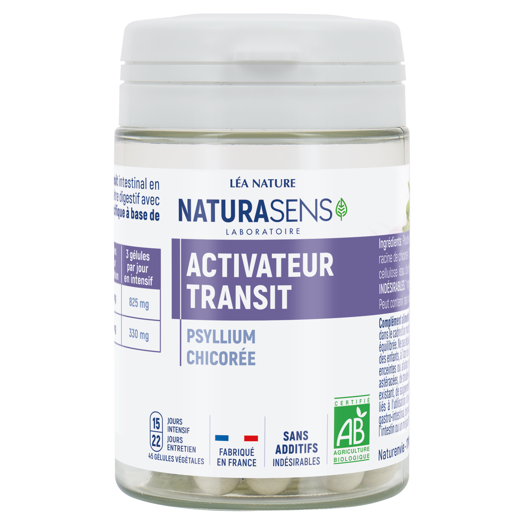 Gélule végétale Activateur Transit - Psyllium Chicorée - bio - BIOSENS