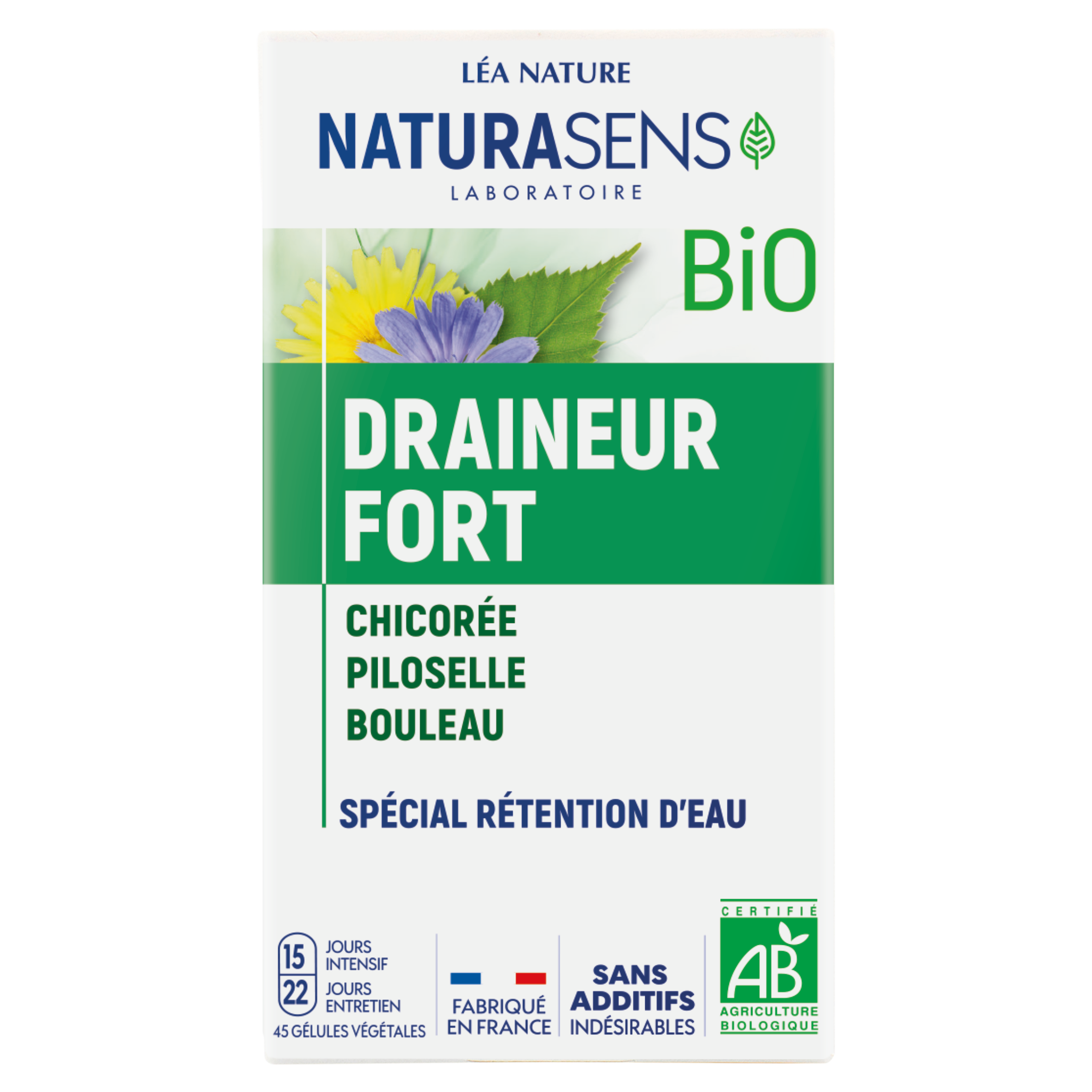 Gélule végétale Draineur Excès d'eau - Chicorée  Piloselle Bouleau - bio - NATURASENS