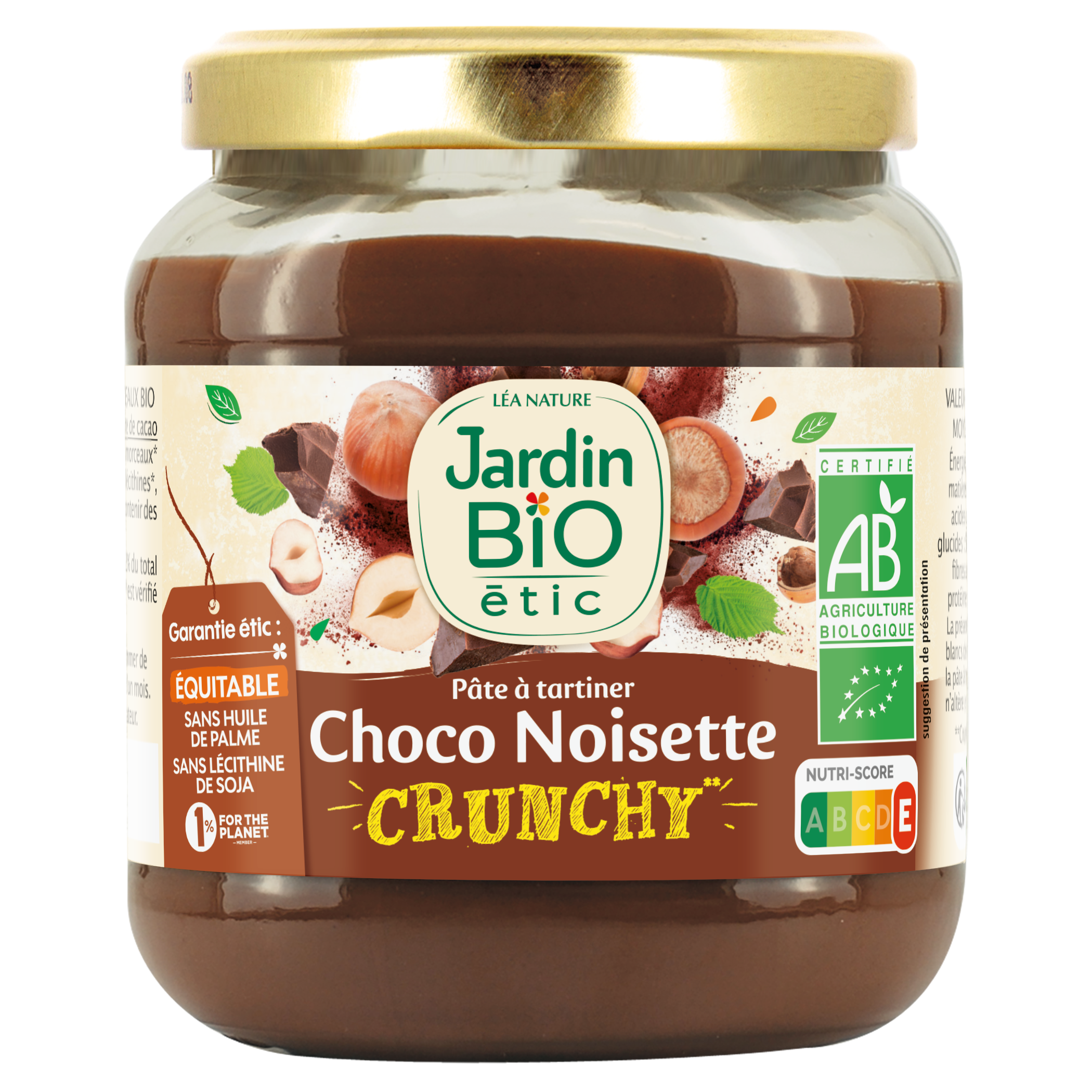 Direct Usine - Pâte à tartiner Chocolat 15% Noisette crunchy - JARDIN BIO
