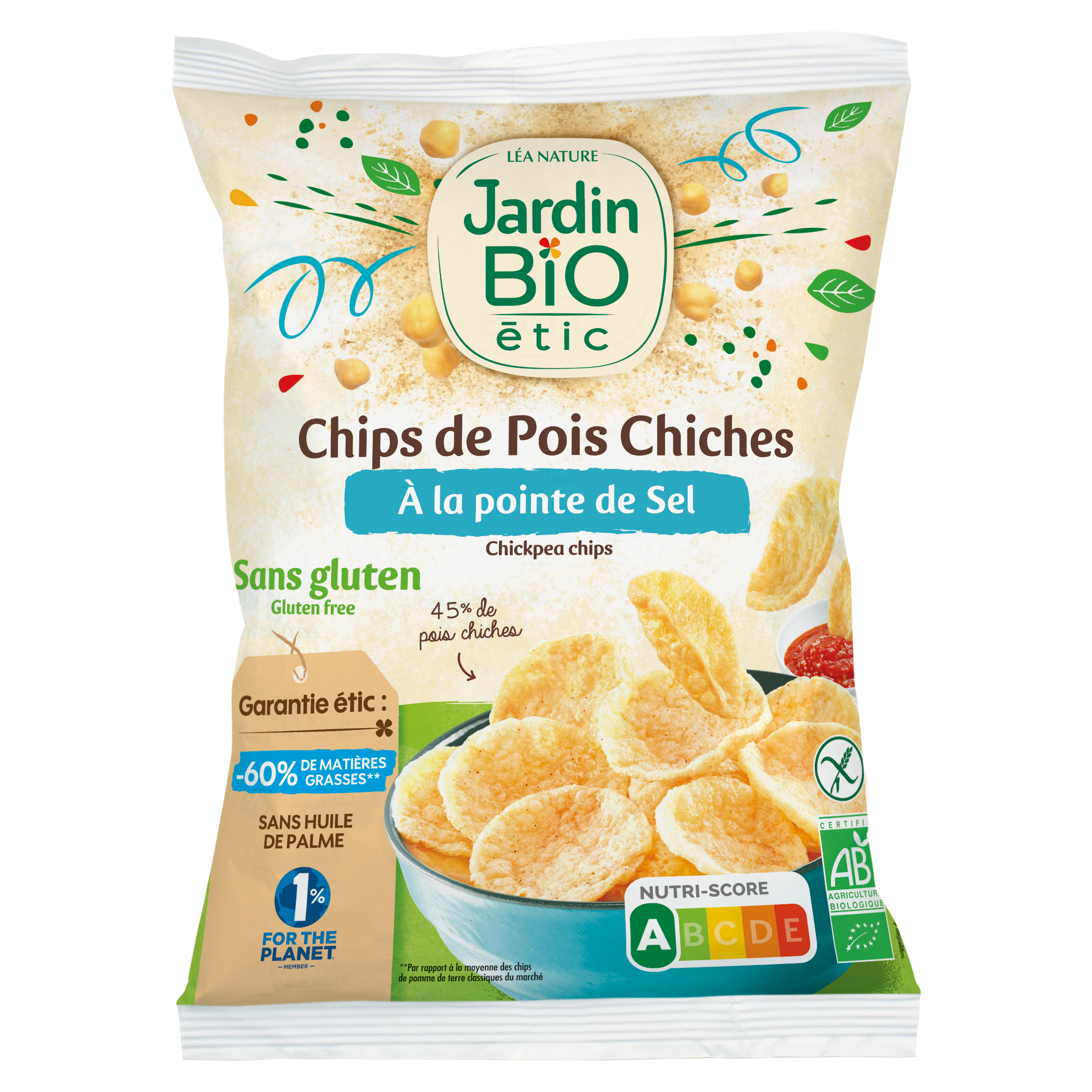 Chips de pois chiche à la pointe de sel sans gluten - bio - JARDIN BIO