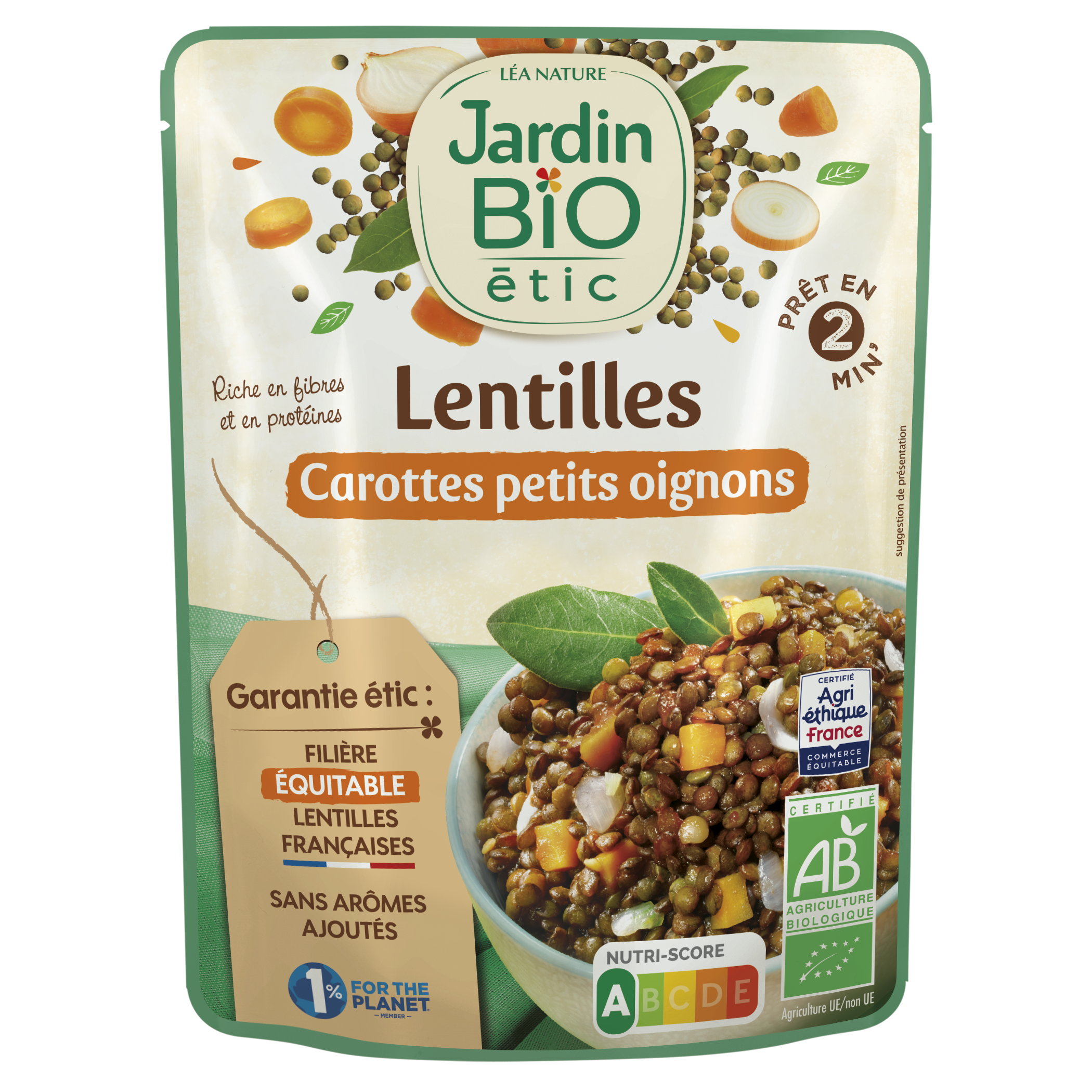 Lentilles vertes Carottes aux petits Oignons - bio - JARDIN BIO
