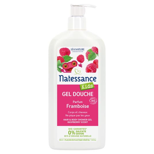 boho cosmetics Gel douche corps et cheveux Framboise bio 500 ml - Natessance Kids