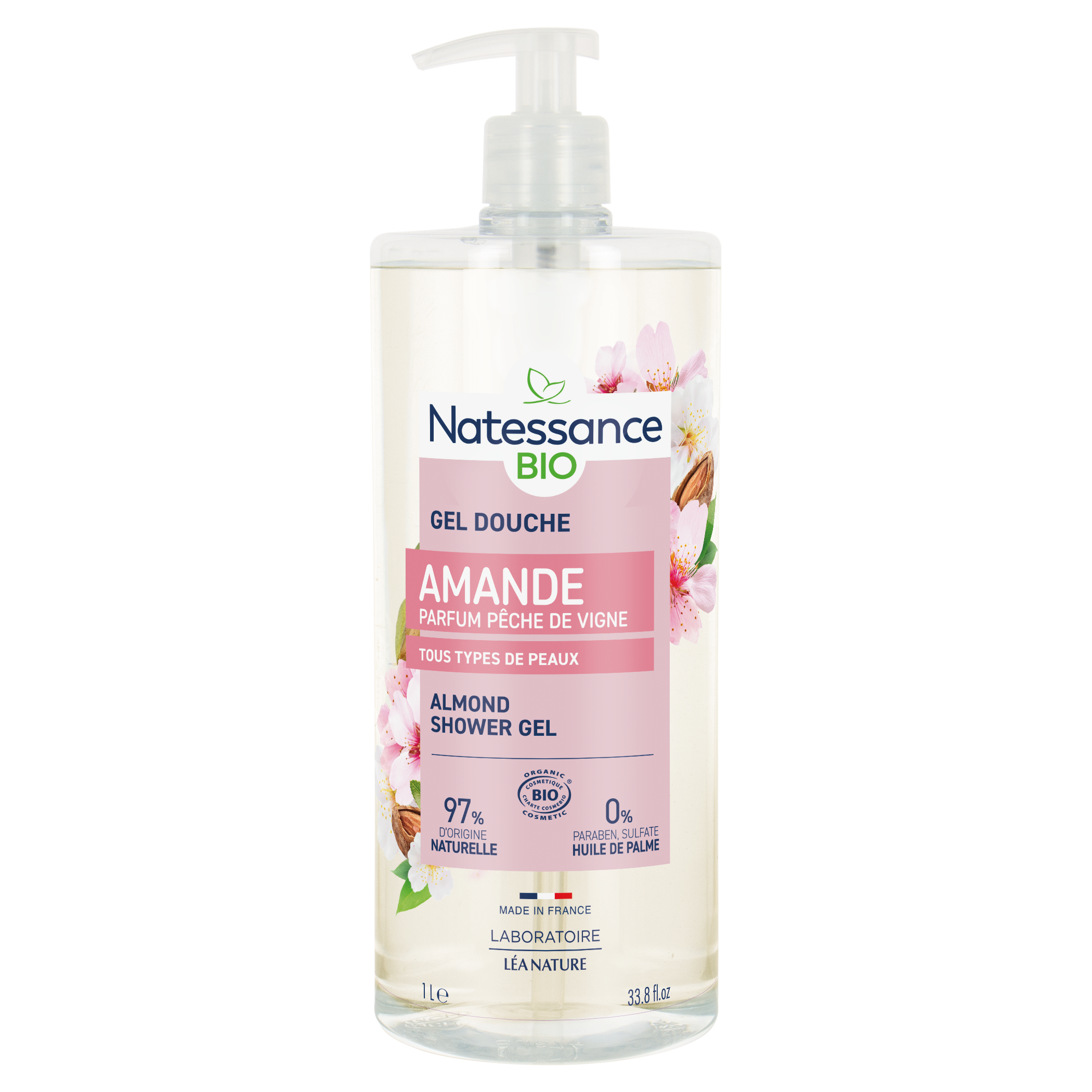 Gel douche Amande parfum Pêche de vigne - NATESSANCE