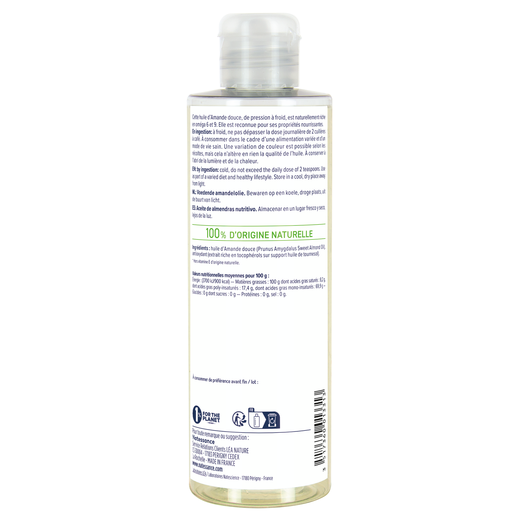 Natessance Süßmandelöl – 100% Natürliches Mandelöl, 50 Ml, Für Haut & Körper