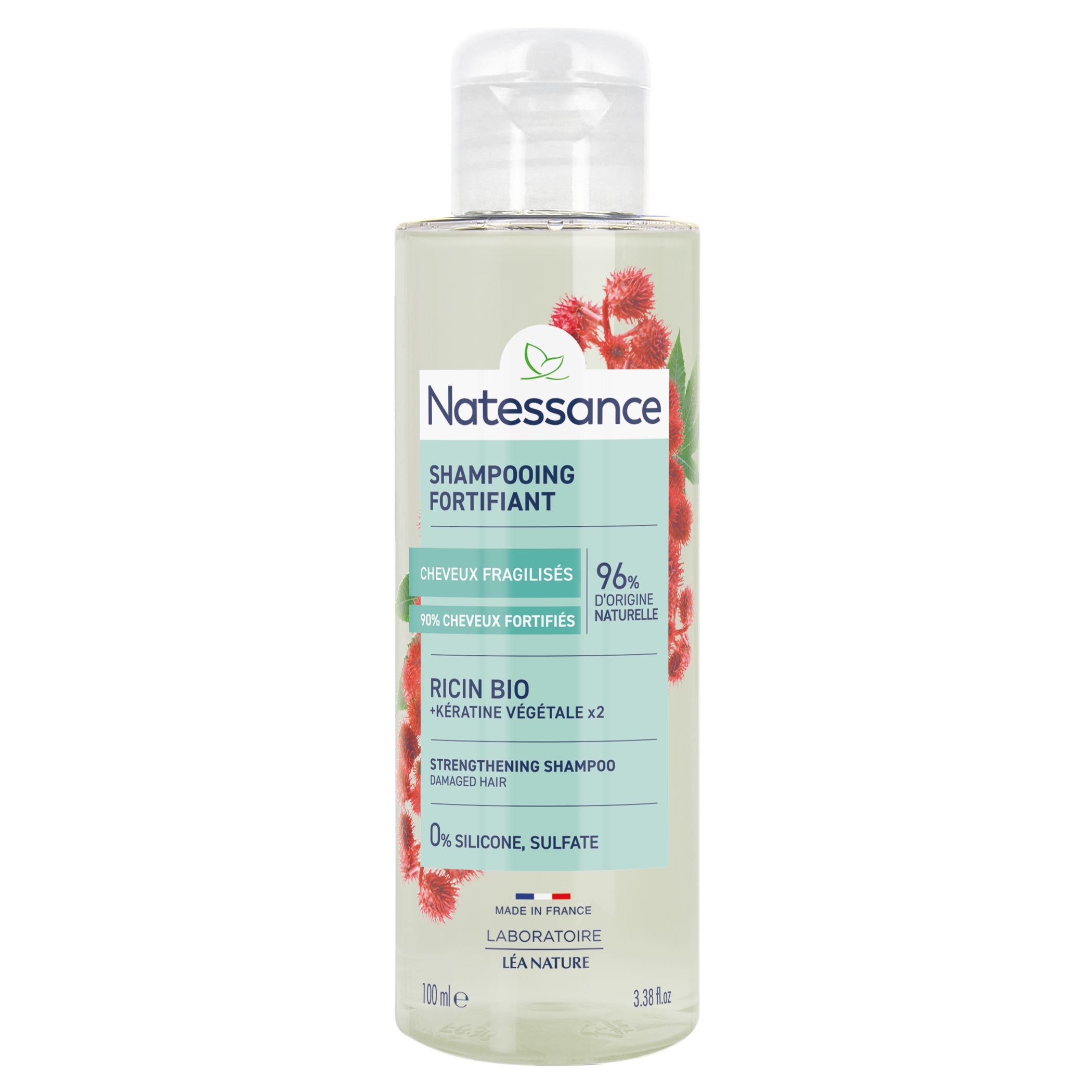 Shampooing réparateur fortifiant huile de ricin - 100 ml - NATESSANCE