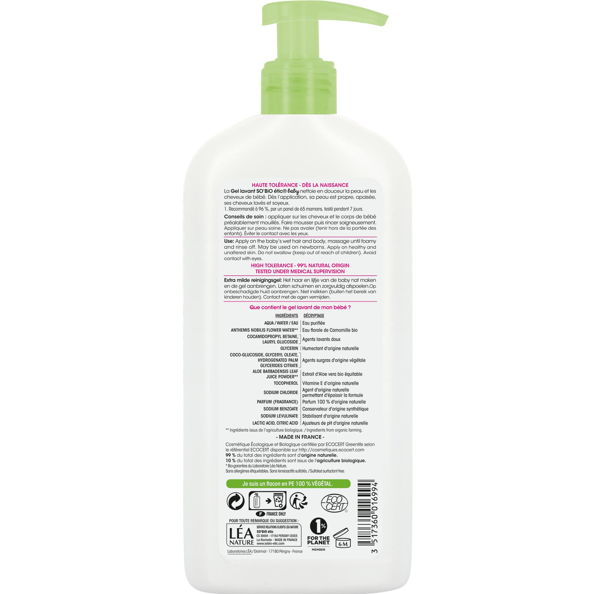 Gel lavant très doux - SO BIO ETIC