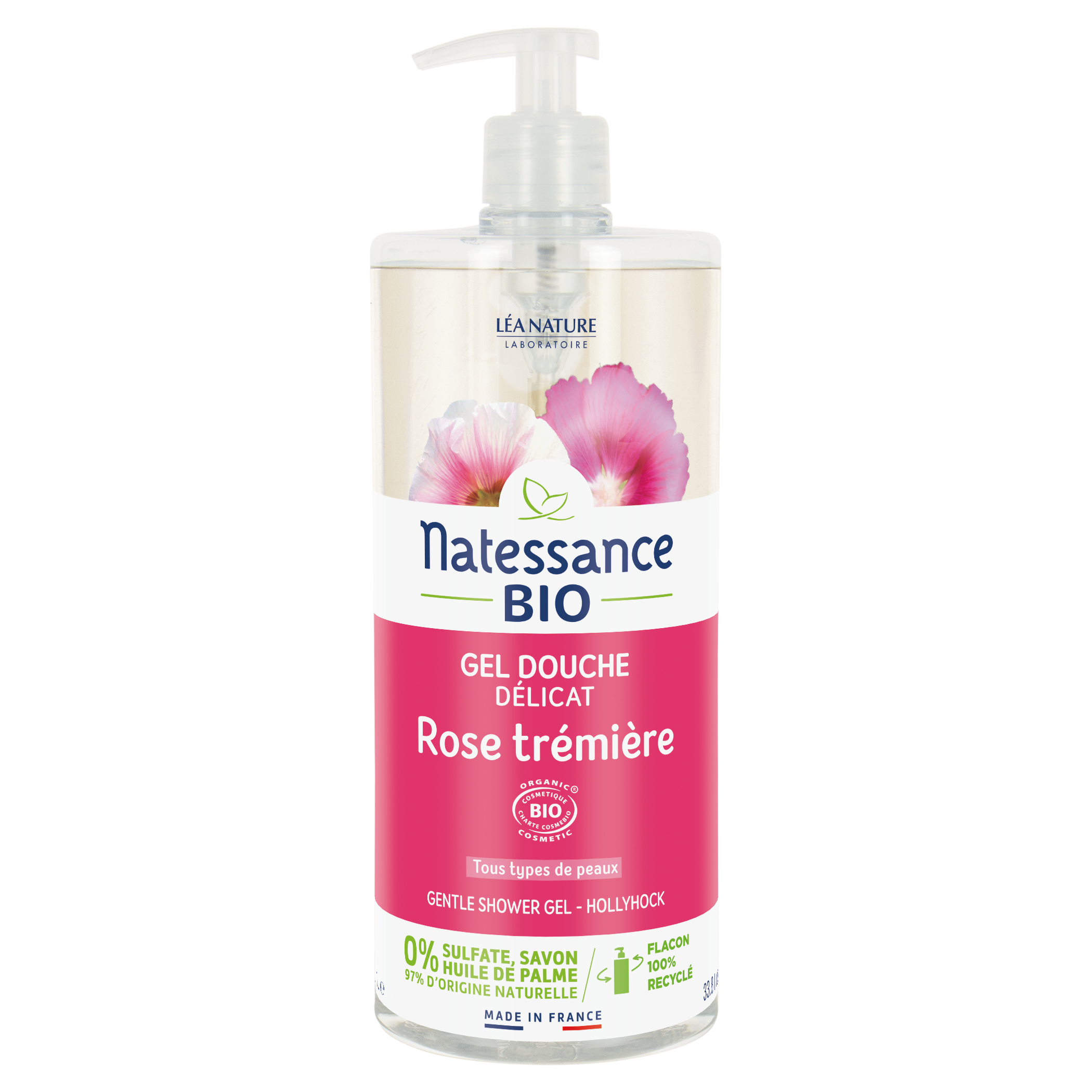 Gel douche délicat Rose trémière - NATESSANCE