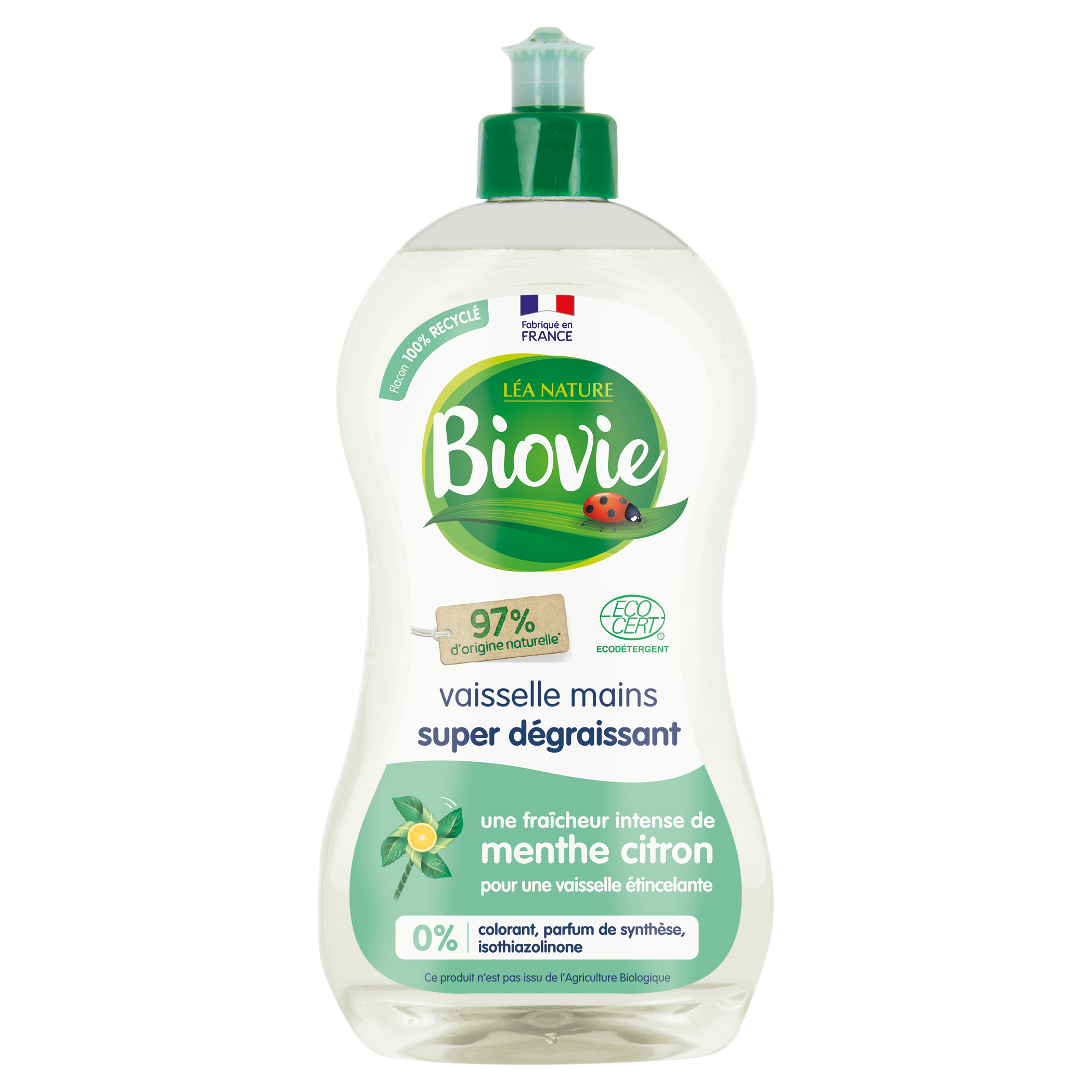 Liquide vaisselle et mains aux huiles essentielles de menthe citron bio - BIOVIE