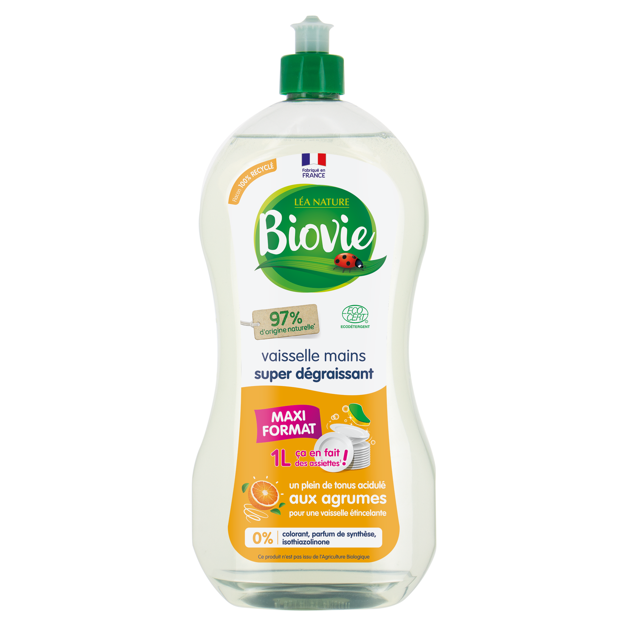 Liquide vaisselle aux huiles essentielles d'agrumes - Grand format - BIOVIE