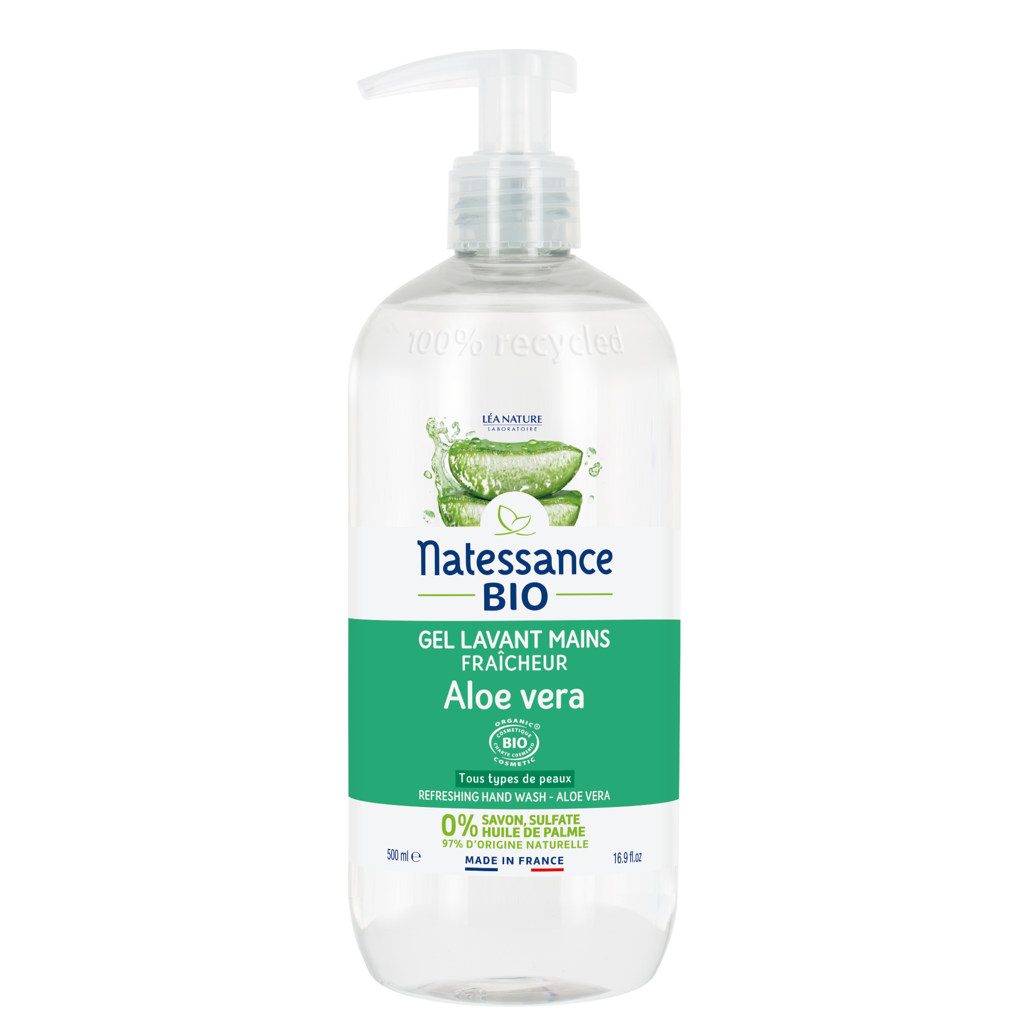 Gel lavant mains Fraîcheur Aloe vera - 500ml - NATESSANCE