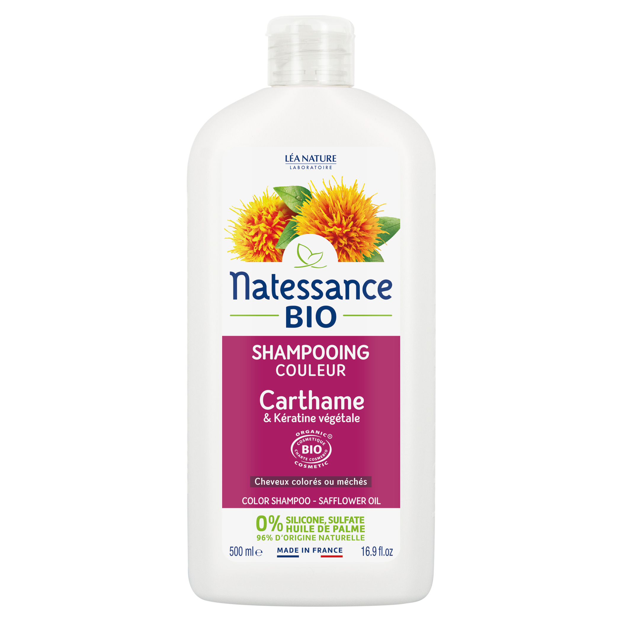 Shampooing couleur Carthame bio- 500ml - NATESSANCE